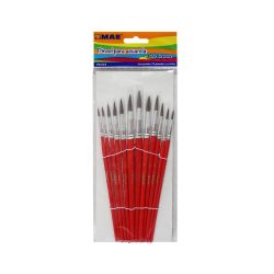 SET DE 12 PINCELES DEL NUMERO 02 AL 24 MAE PA12-S DE PELO DE PONY PARA ACUARELA