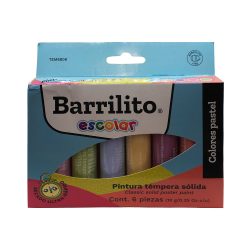 BARRAS DE TEMPERA SOLIDA BARRILITO COLORES PASTEL TEM8808 MULTICOLORES PAQUETE CON 6 PIEZAS