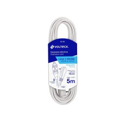 EXTENSION DOMESTICA VOLTECK ED-5B DE 5 METROS CLAVIJA PLANA COLOR BLANCO
