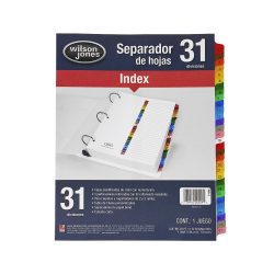 SEPARADOR PARA CARPETA ACCO WILSON JONES P1366 DEL 1 AL 31 CON NUMERO INDEX