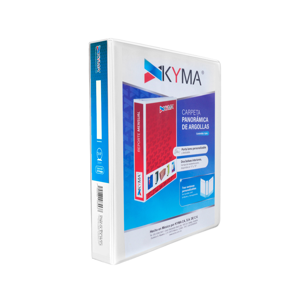 CARPETA KYMA CPKCBHO-150-BCO BLANCA TAMAÑO CARTA CON HERRAJE EN ''O'' DE 1 1/2''