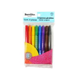 CRAYON GIRABLE BARRILITO CRY8 PAQUETE CON 8 PIEZAS VARIOS COLORES