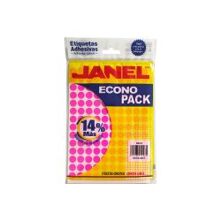 ETIQUETA ADHESIVA JANEL ECONOPACK 0013 PAQUETE CON 1120 PIEZAS ROSA REDONDA 13 MILIMETROS