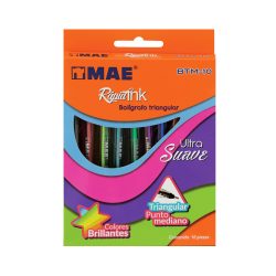 BOLIGRAFO TRIANGULAR MAE BTM-10 PUNTO MEDIANO 10 PIEZAS