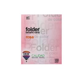 FOLDER TAMAÑO CARTA DIEM PASTEL ROSA 05 PAQUETE CON 100 PIEZAS