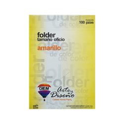 FOLDER TAMAÑO OFICIO DIEM PASTEL AMARILLO PAQUETE CON 100 PIEZAS