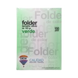 FOLDER TAMAÑO OFICIO DIEM PASTEL VERDE 08 PAQUETE CON 100 PIEZAS