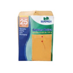 SOBRE DE PAPEL MAPASA IA0330 GOLDEN KRAFT TAMAÑO CARTA CON RONDANA 25 PIEZAS