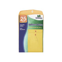 SOBRE DE PAPEL KRAFT MAPASA IA0329 GOLDEN TAMAÑO MEDIA CARTA CON RONDANA PAQUETE CON 25 PIEZAS