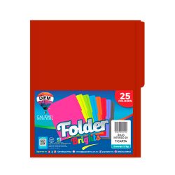 FOLDER TAMAÑO CARTA DIEM BRIGHTS ROJO INTENSO 028 PAQUETE CON 25 PIEZAS