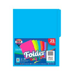 FOLDER TAMAÑO CARTA DIEM BRIGHTS AZUL INTENSO 030 PAQUETE CON 25 PIEZAS