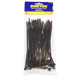 CINCHO PLASTICO SURTEK 114205 PAQUETE CON 50 PIEZAS COLOR NEGRO 150 X 3.6 MILIMETROS
