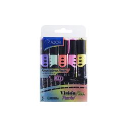 MARCADOR DE TEXTO AZOR VISION PLUS 2625P PAQUETE CON 5 PIEZAS COLORES PASTEL PUNTA CINCEL