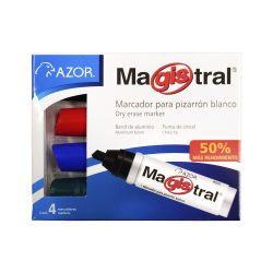 MARCADOR PARA PIZARRON BLANCO AZOR MAGISTRAL 830-4 PAQUETE CON 4 PIEZAS  ALUMINIO VARIOS COLORES