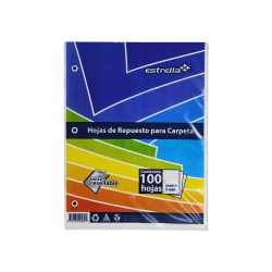 HOJA DE PAPEL ESTRELLA 0562 PAQUETE CON 100 PIEZAS RESPUESTO PARA CARPETA TAMAÑO CARTA CUADRO CHICO