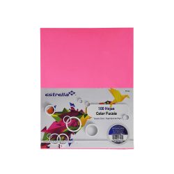 HOJA DE PAPEL ESTRELLA FP-02 PAQUETE CON 100 PIEZAS FUCSIA NEON TAMAÑO CARTA 75 GRAMOS