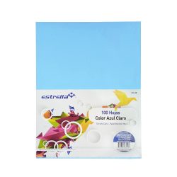 HOJA DE PAPEL ESTRELLA CC-42 PAQUETE CON 100 PIEZAS AZUL CLARO TAMAÑO CARTA 75 GRAMOS