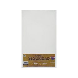 PAPEL SEGURIDAD CON PATRON VISIBLE CON LUZ UV AZUL TAMAÑO OFICIO PAQUETE DE 100 PIEZAS0 90 GRAMOS