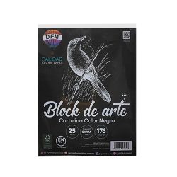 BLOCK DE ARTE CARTULINA DIEM TAMAÑO CARTA 25 PIEZAS 176 GRAMOS BLOCK DE ARTE NEGRO