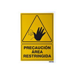 SEÑALAMIENTO PRECAUCIÓN AREA RESTRINGIDA SURTEK SES34 25 X 36 CENTIMETROS