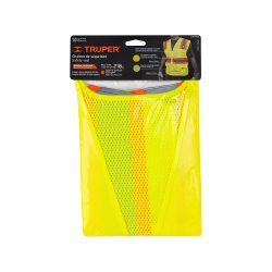CHALECO CON CINTA DOBLE TRUPER CHS-700V UNITALLA COLOR VERDE MAXIMA VISIBILIDAD