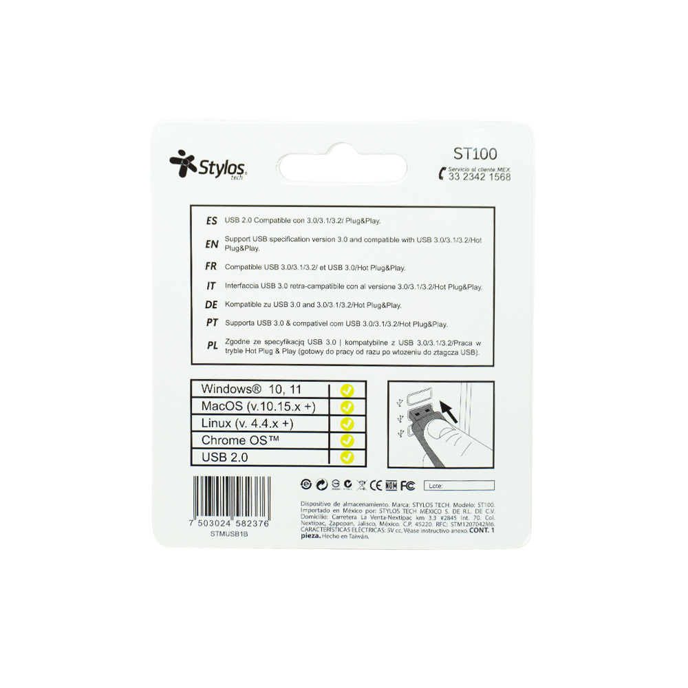 MEMORIA USB STYLOS STMUSB1B PLATA 8 GIGABYTES - Image 2