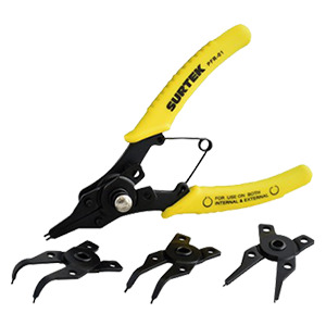 JUEGO DE PINZAS PARA ANILLOS DE RETENCIONES SURTEK PFR01 4 PUNTAS 0°, 45° Y 90° LONGITUD 6-1/4''