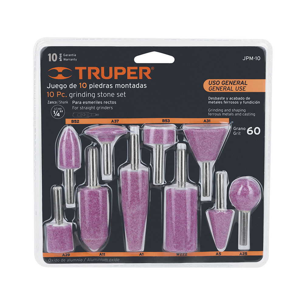 JUEGO DE MONTADAS ZANCO TRUPER JPM-10 DE 10 PIEZAS 1/4"