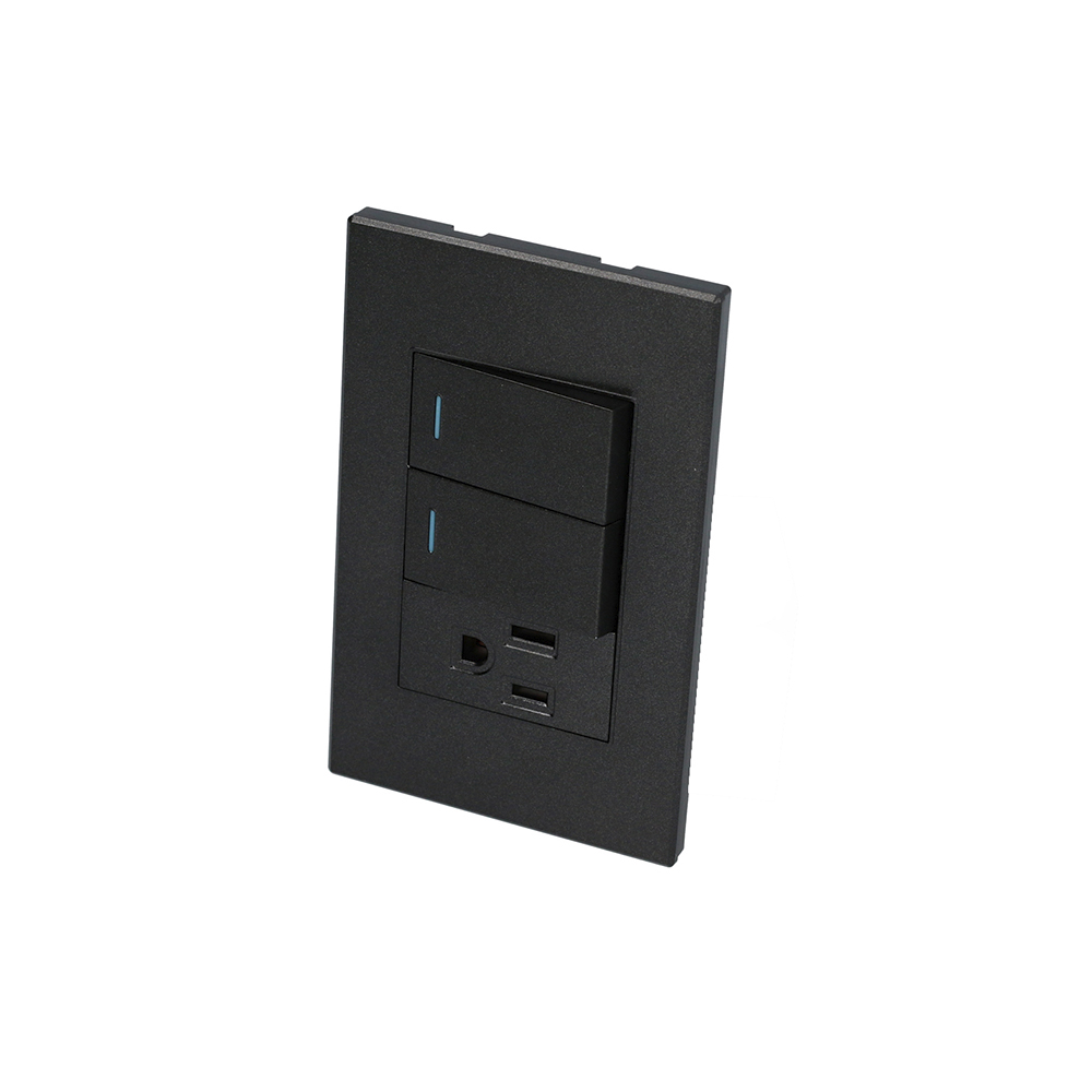 PLACA INTERRUPTOR SURTEK P626N CON 2 SWITCH 1 CONTACTO NEGRO 1/3