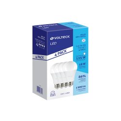 LAMPARA DE LED TIPO BULBO VOLTECK LED-125FX4 CON 4 PIEZAS 19 AMPERES Y 18 WATTS
