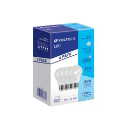 LAMPARA DE LED TIPO BULBO VOLTECK LED-100FX4 CON 4 PIEZAS 19 AMPERES Y 14 WATTS