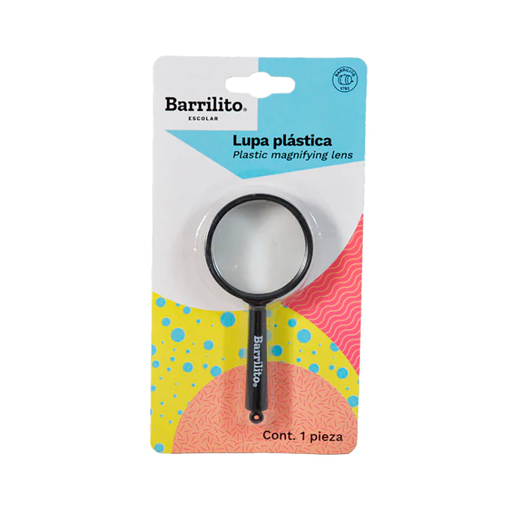 LUPA PLASTICA BARRILITO 7629 LENTE DE CRISTAL 7X
