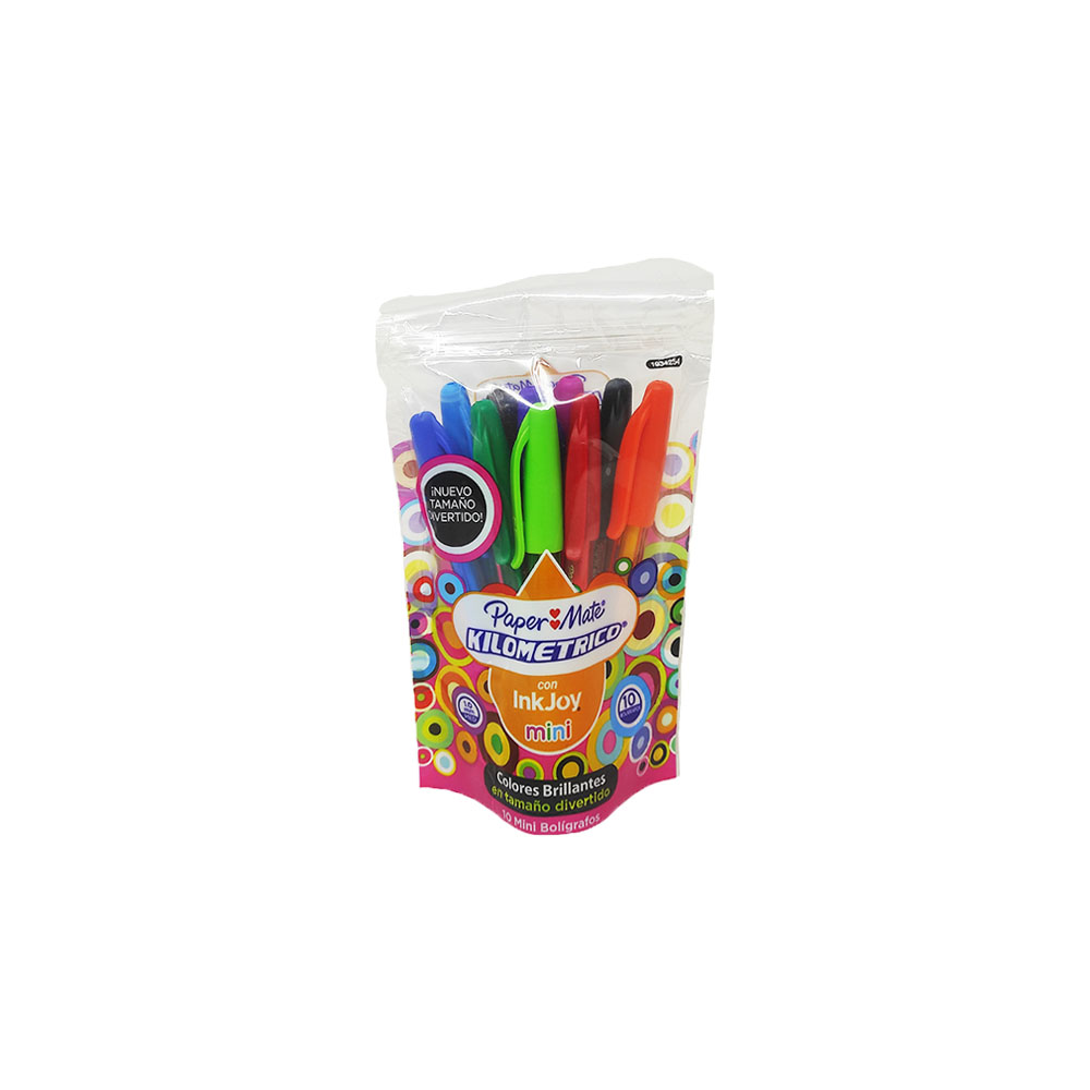 BOLIGRAFO PAPER MATE KILOMETRICO INKJOY MINI ST PAQUETE CON 10 PIEZAS PUNTA MEDIA 1.0 MILIMETRO