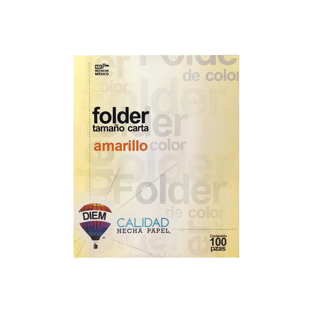 FOLDER TAMAÑO CARTA DIEM PASTEL AMARILLO 02 PAQUETE CON 100 PIEZAS 163 GRAMOS