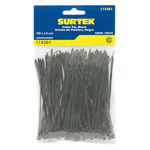 CINCHO PLASTICO 114201 NEGRO CON 100 PIEZAS 100 X 2.5 MILIMETROS