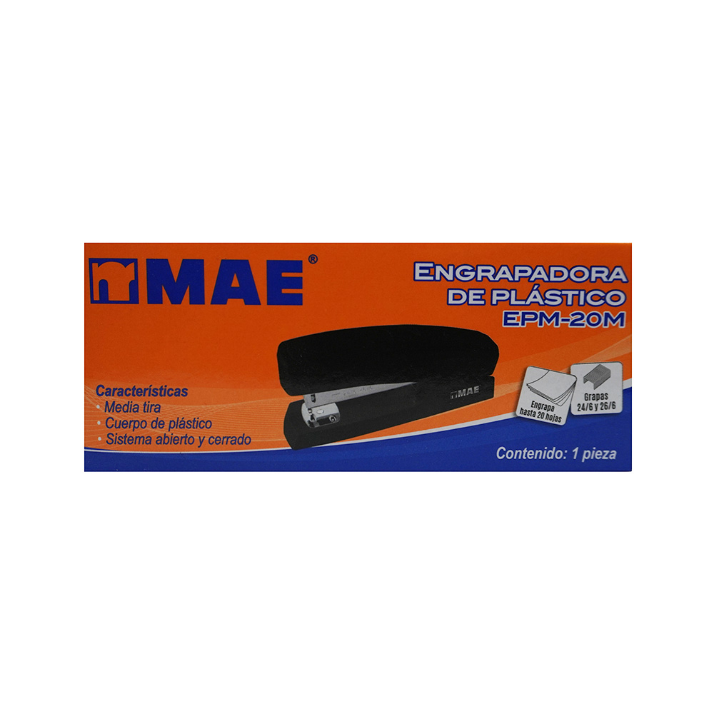 ENGRAPADORA MAE EPM-20M NEGRO MEDIA TIRA PARA GRAPAS ESTANDAR