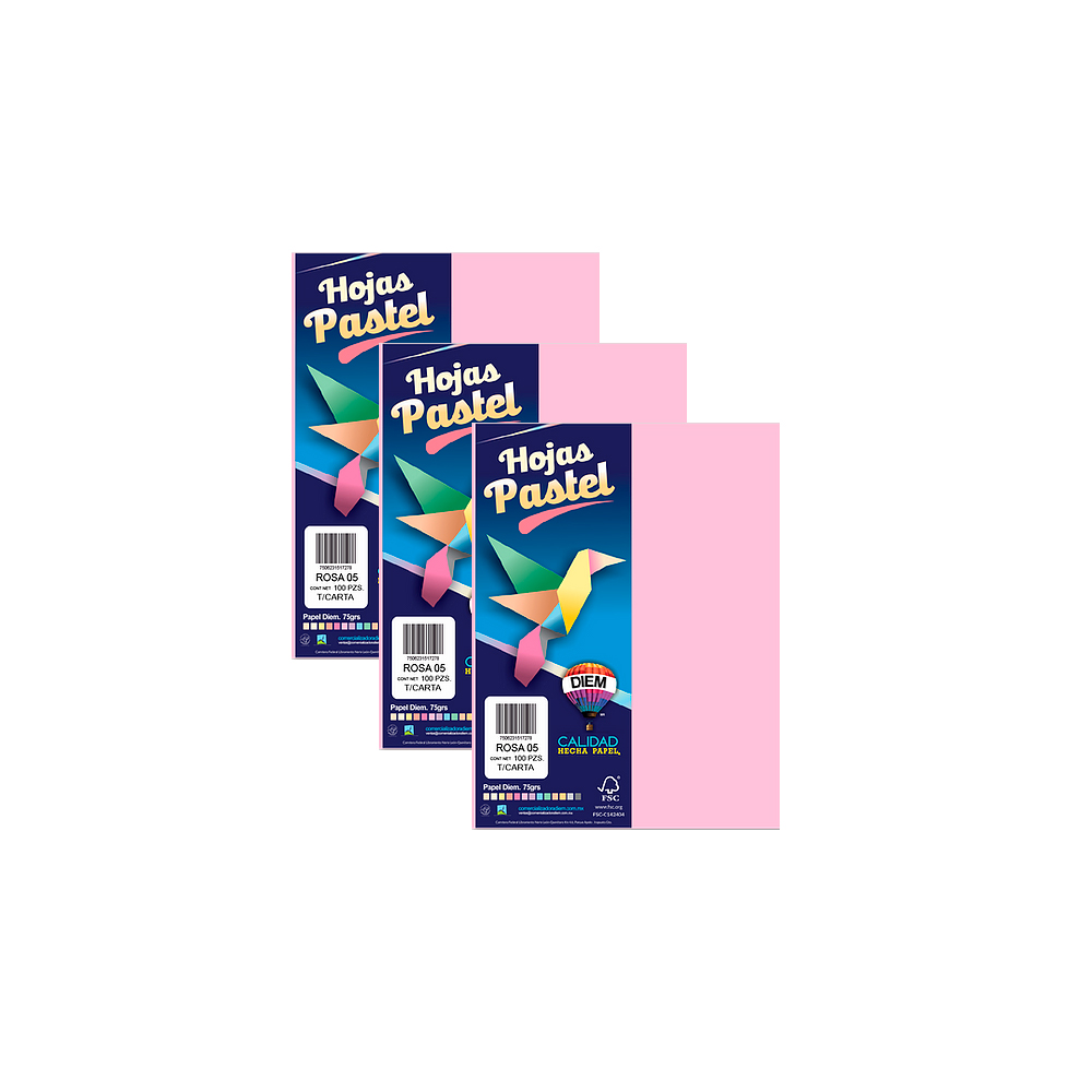 HOJA DE PAPEL DIEM PASTEL PAQUETE CON 100 PIEZAS ROSA 05 TAMAÑO CARTA 75 GRAMOS - Image 2