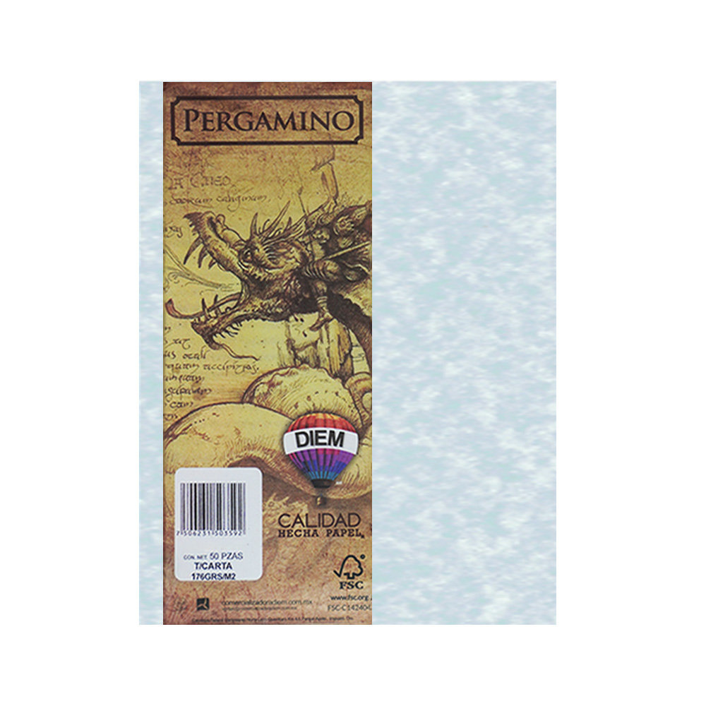 HOJA PERGAMINO CARTULINA DIEM AZUUL PAQUETE CON 50 PIEZAS TAMAÑO CARTA 176 GRAMOS