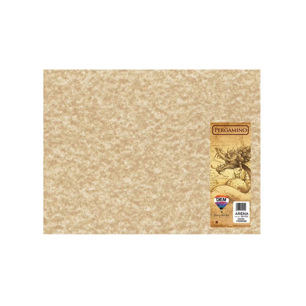 PLIEGO DE CARTULINA DIEM PERGAMINO ARENA PAQUETE DE 100 PIEZAS DE 58 X 88 CENTIMETROS 90 GRAMOS