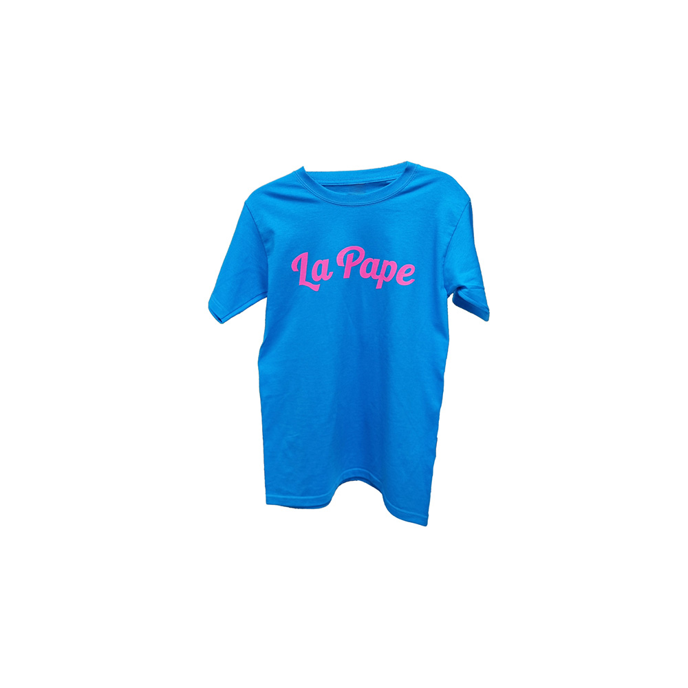 PLAYERA CUELLO REDONDO "LA PAPE" AZUL TURQUESA TALLA 8 INFANTIL