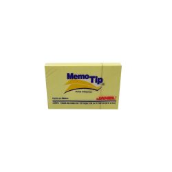 BLOCK DE NOTAS ADHESIVAS JANEL MEMOTIP 100 HOJAS AMARILLO 5.08 X 7.62 CENTIMETROS