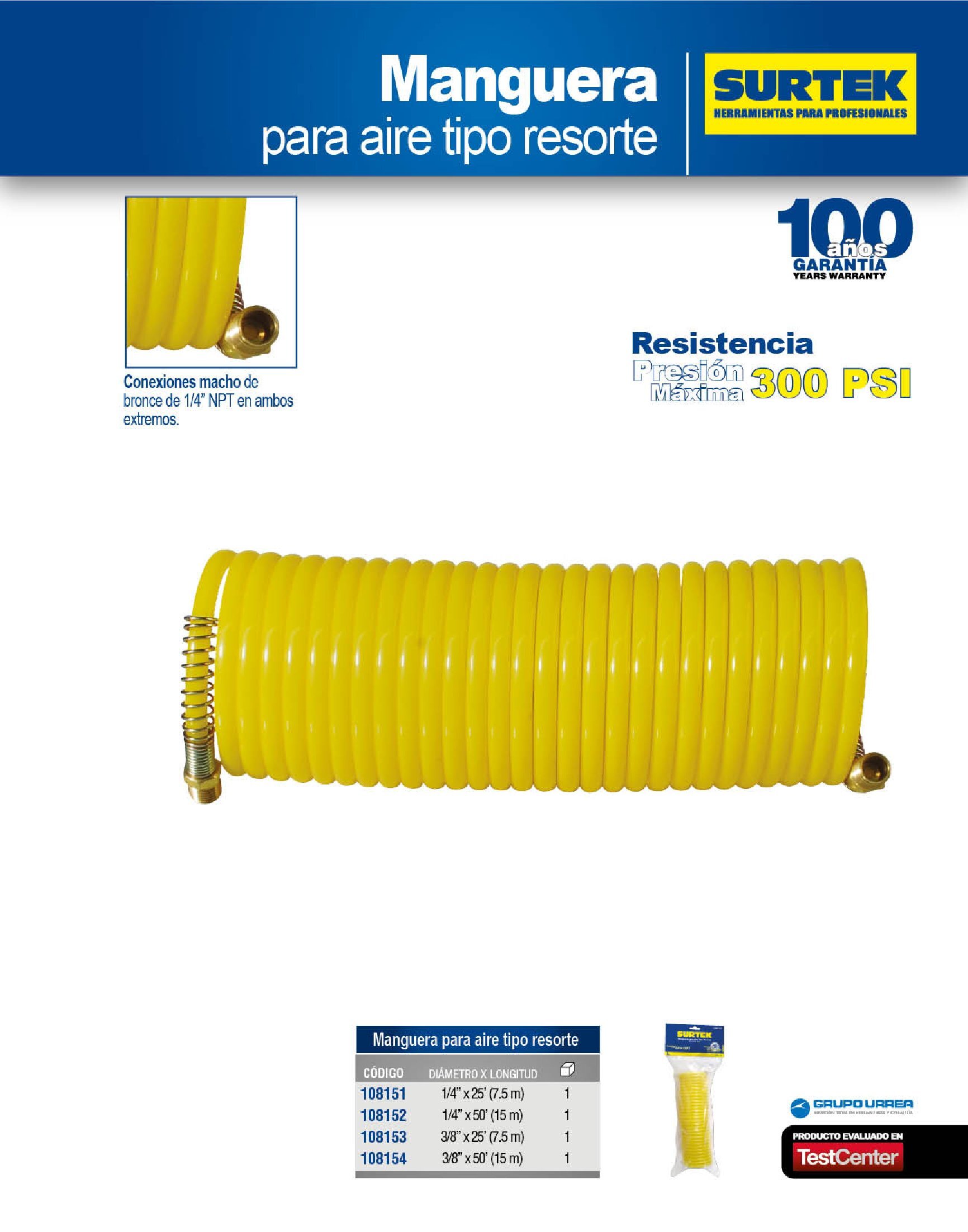 MANGUERA SURTEK 108151 PARA AIRE DE RESORTE 1/4'' X 7.5 METROS - Image 2