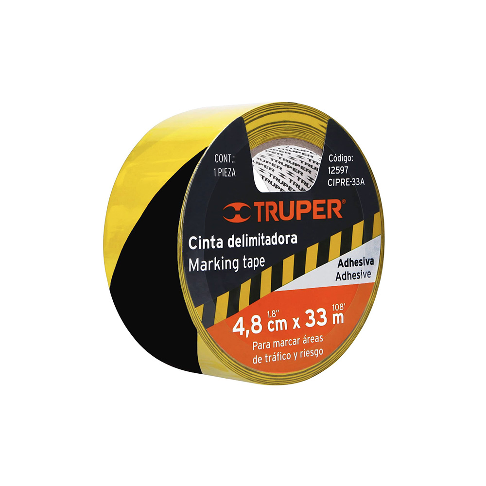 CINTA DELIMITADORA TRUPER CIPRE-33A AMARILLA / NEGRO LARGO 33 M ANCHO 48 MM ESPESOR 0.13 MM - Image 3