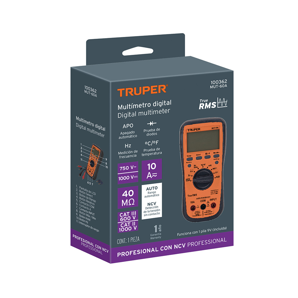 MULTIMETRO DIGITAL TRUPER MUT-60A USO PROFESIONAL - Image 3