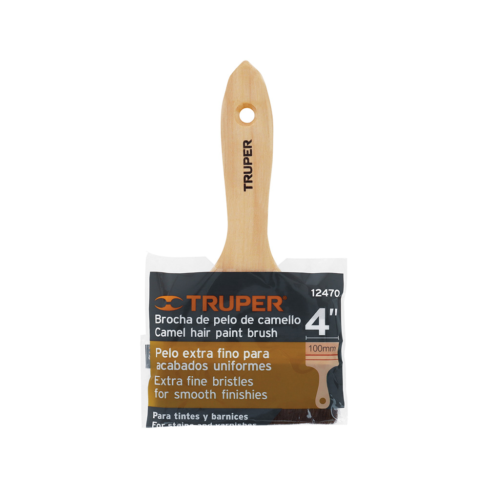 BROCHA PELO DE CAMELLO TRUPER BRT-4C DE 4 PULGADAS CON MANGO DE MADERA