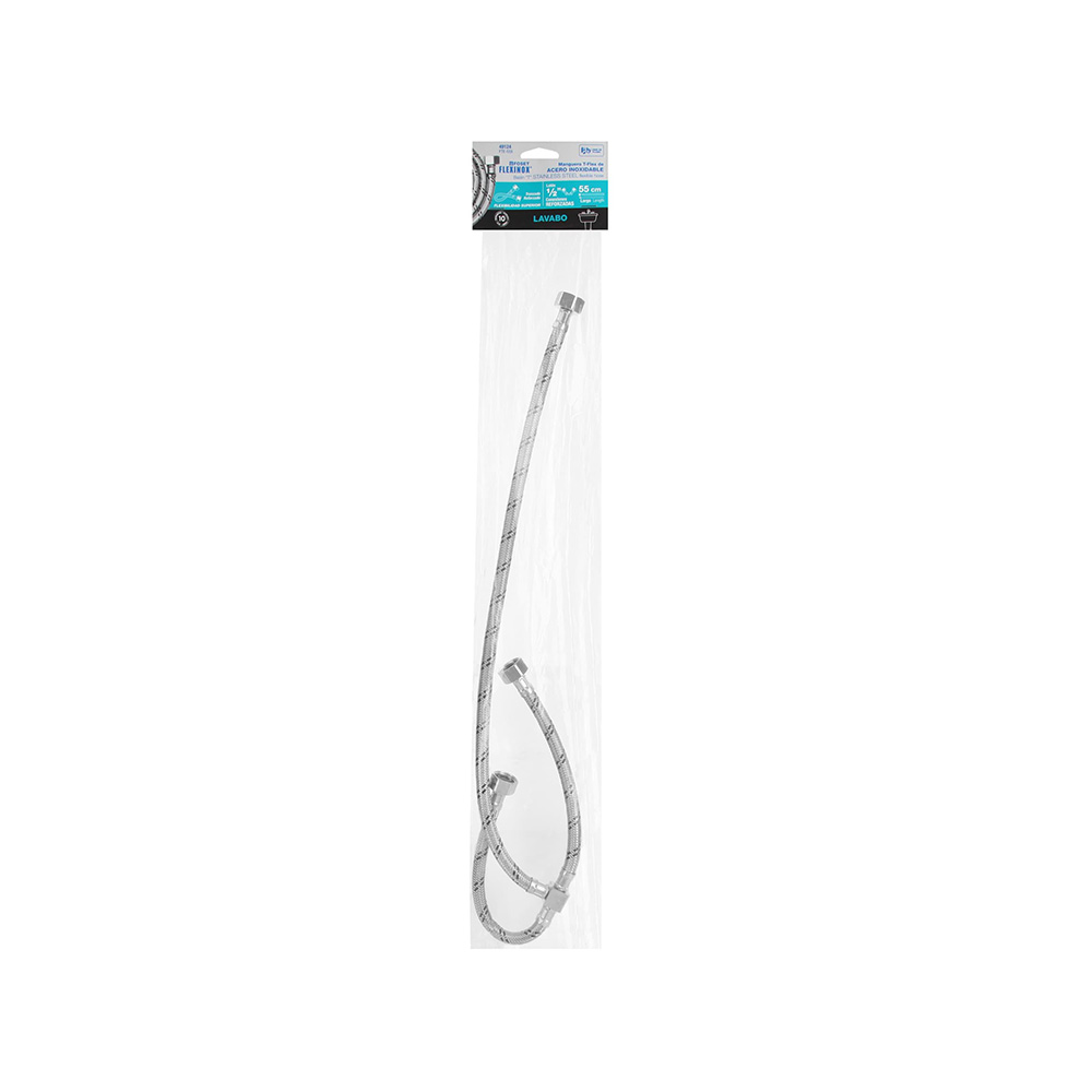 MANGUERA FLEXIBLE PARA W.C. FOSET FTE-55X TRENZADO ACERO INOXIDABLE T-FLEX TUERCAS LATON/LATON - Image 3