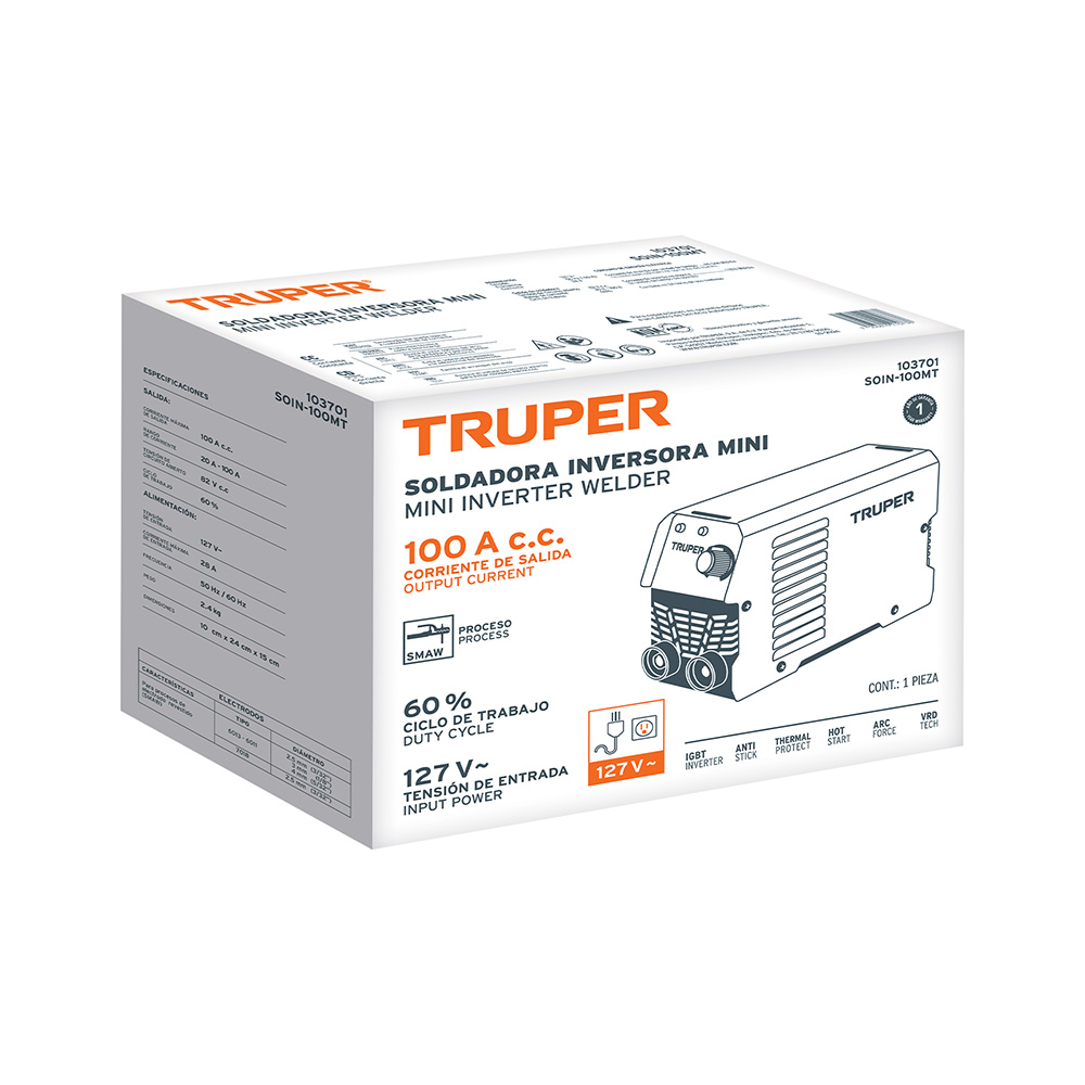 MINI SOLDADORA INVERSORA TRUPER SOIN-100MT 100A 127V - Image 3