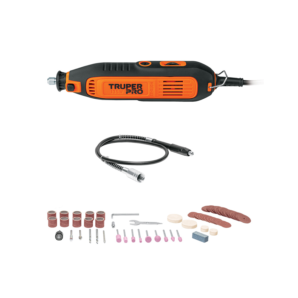 HERRAMIENTA ROTATIVA TRUPER PRO MOTO-A3 135W CON 97 ACCESORIOS