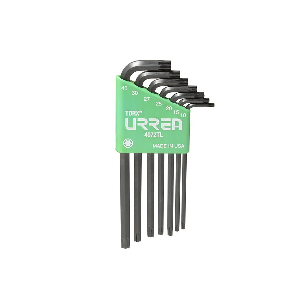 JUEGO DE LLAVES ALLEN HEXAGONALES L URREA 4972TL CON 7 PIEZAS LARGA TORX