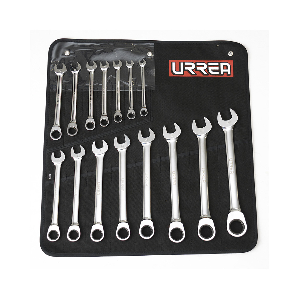 JUEGO DE LLAVES COMBINADAS MATRACA URREA 1201CM CON 12 PIEZAS EN PULGADAS
